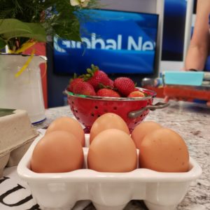 Egg Farmer Rebecca Herfst Demonstrated Strawberry Stuffed French Toast on Global’s Saturday Morning Chef