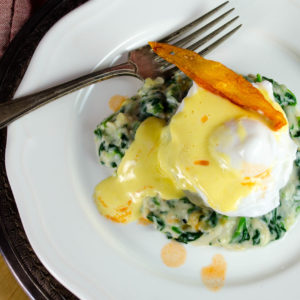 Eggs Sardou - poached egg on creamed spinach New Orleans Brunch